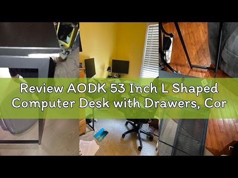 Review AODK 53 Inch L Shaped Computer Desk with Drawers, Corner Desk with Power Outlets & Reversible