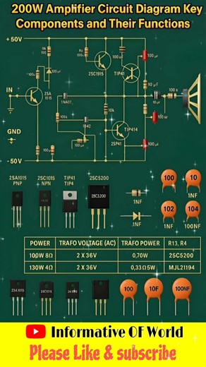 200w Amplifier Circuit Diagram Key Components And Their Functions #trending #shortvideo #shortsfeed