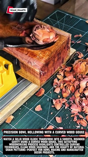 Precision Bowl Hollowing with a Curved Wood Gouge #woodworking #carpentry #satisfying #wood