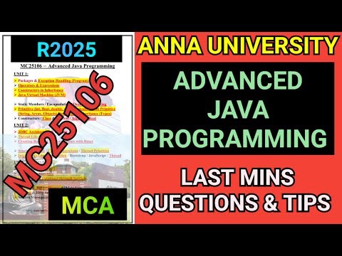 MC25106 Java Last Mins Questions| Advanced Java Programming| Java | MC25106 | Regulation 2025 | MCA