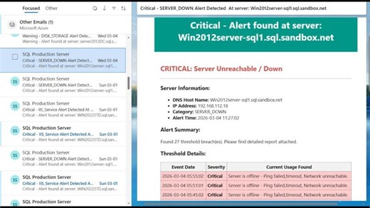 Receiving Alerts and Notification Email in SQL Planner - Server Monitoring category | Sonalee Sahu