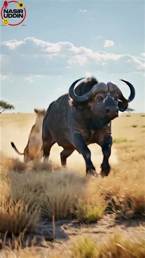 Lioness Hunts Buffalo in Open Savanna | Real Wildlife Attack Caught on Camera