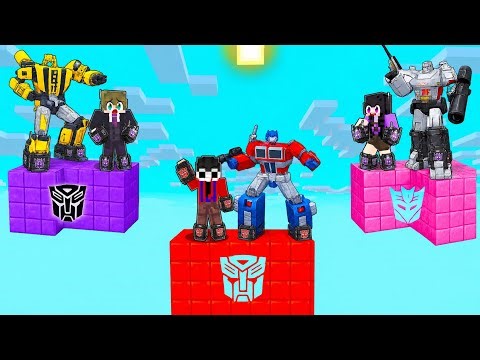 Trapped on a TRANSFORMERS ISLAND BATTLE in Minecraft! 