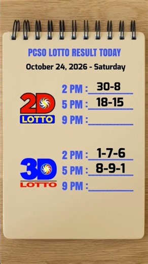 5pm Lotto Result Today October 24, 2026 PCSO #lotto #lottoresulttoday #5pmlottoresult