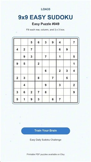 Easy Sudoku Challenge #049