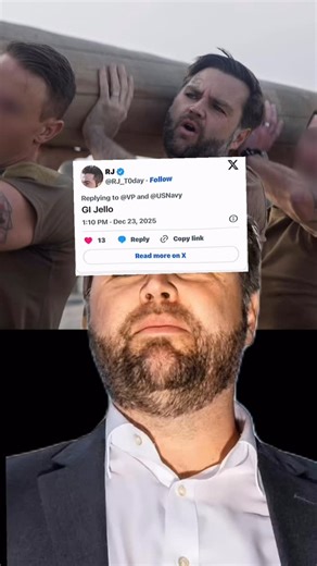 ItsNotSatire on Instagram: "HuffPost: Gl Jello. Vice President JD Vance on Monday shared photos of his training with the Navy SEALs in Coronado, California. He jogged on the beach, helped carry a log, climbed netting and looked patriotic in front of a flag — but some critics advised the veep to focus his efforts elsewhere. Vance, a Marine veteran, said on X that the Navy’s elite warrior SEALs, who must pass extremely difficult testing, , “took it easy on me and I still feel like I got hit by a f