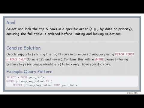 Ensuring Ordered Row Locking with SELECT FOR UPDATE in Oracle