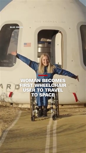 Michaela Benthaus, a 33-year-old German aerospace and mechatronics engineer, made history as the first wheelchair user to travel past the Kármán Line, a common marker for outer space. Her voyage on a Blue Origin New Shepard capsule launched Saturday morning in West Texas. | CNN