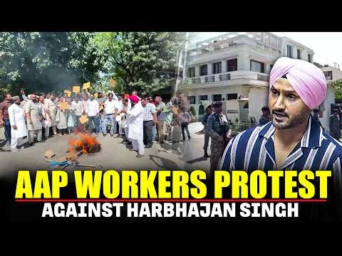 AAP workers hold protest outside residence of Harbhajan Singh in Jalandhar | Punjab | BJP