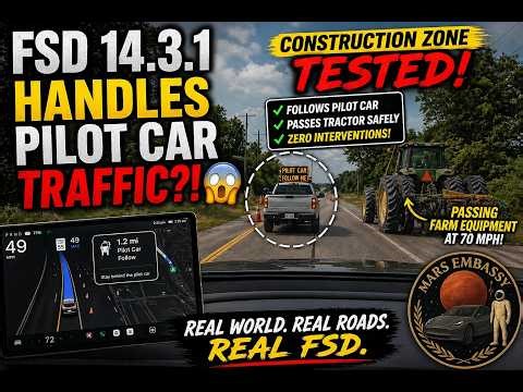 FSD 14.3.1 Handles PILOT CAR Traffic?! 😳 | Farm Road Test, Passing & Navigation Issues