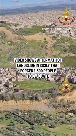 Video shows aftermath of landslide in Sicily that forced 1,500 people to evacuate