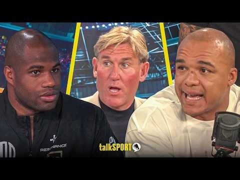"DUBOIS DOESN'T LIKE ME!" Fabio Wardley and Daniel Dubois sit beside Simon Jordan as they faceoff