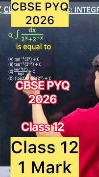 Q) Integral ∫1dx/(2^x+2^(−x) ) is equal to #maths #cbspyq2026