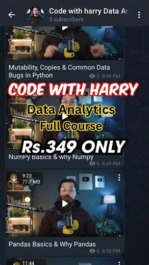 code with harry data analytics course