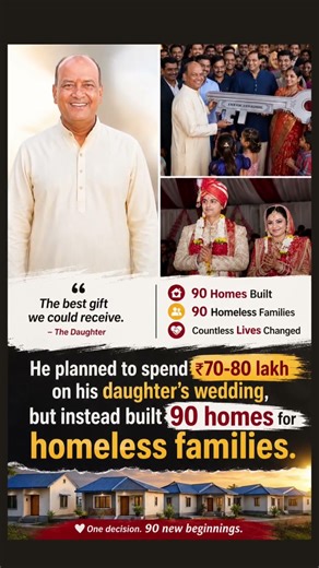 He Turned a ₹80 Lakh Wedding Budget Into 90 Homes for Homeless Families ❤️