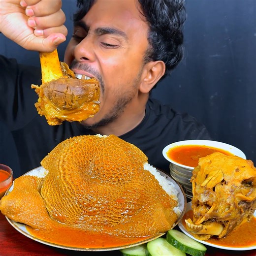 Eating Spicy Beef Nalli Curry,Beef Boti Curry,Goat Head With Rice Salat || Asmr Mukbong Eating Show | EatsZone