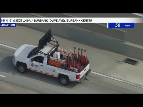 LAPD in pursuit of stolen truck in San Fernando Valley