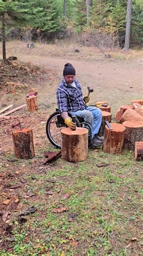 Paraplegic Man's Daily Firewood Work: A Display of Strength