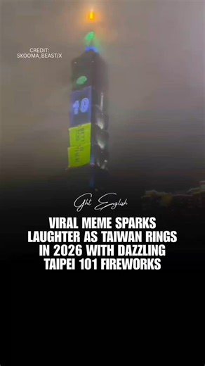 ghtenglish on Instagram: "Taiwan welcomed the new year with its iconic Taipei 101 fireworks display, a six-minute spectacle of light and sound that drew massive crowds and global attention. But amid the celebrations, a hilarious edited video has taken social media by storm, turning the traditional countdown into an absurdly prolonged comedy of anticipation. The real event featured a stunning pyrotechnic show synchronized to original music by young Taiwanese artists, using eco-friendly low-smoke 