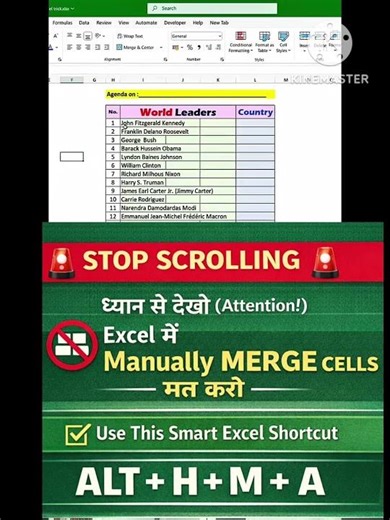 Merge Cells in Excel with ONE Shortcut – _ExcelHack _excel _trick