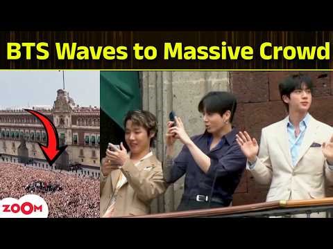 LIVE: BTS Waves to Massive Crowd From Mexico Palace Balcony | Crazy Fans | Entertainment News
