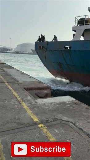 SECONDS FROM DISASTER! Cargo Ship’s Insane Port Maneuver 🚨🚢#shorts