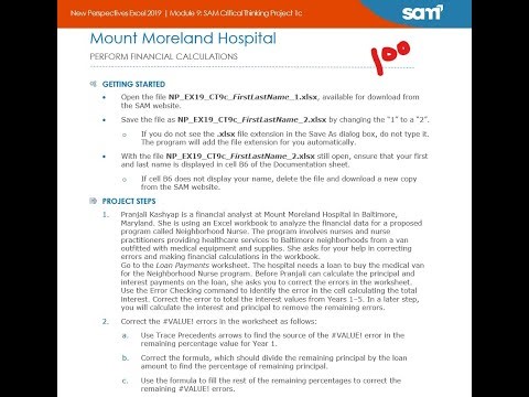 New Perspectives Excel 2019 | Module 9: SAM Critical Thinking Project 1c