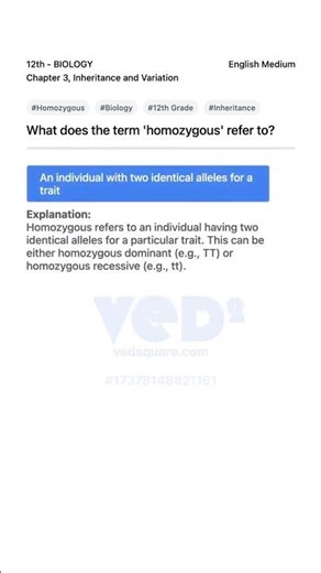 Homozygous Explained 12th Biology Inheritance Variation