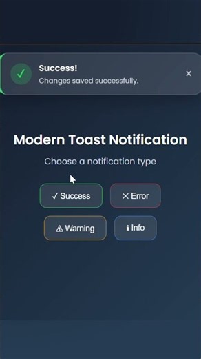 🔔 Modern Toast Notification with HTML, CSS & JavaScript ✨