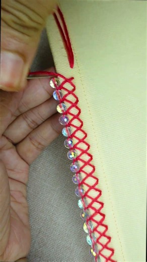 Viral border edge hand embroidery tutorial #embroidery #loopstitch #crochet #beginnersstitch #diy