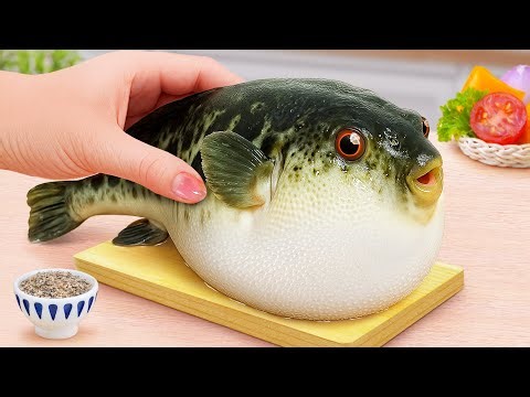 Best Of Seafood 🐳 Miniature Korean Puffer Fish and Cheese Samyang Noodles 💖 Tina Mini Cooking