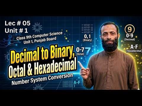Class 9 Computer Science Unit 1 | Decimal to Binary Octal and Hexadecimal | New Syllabus 2026