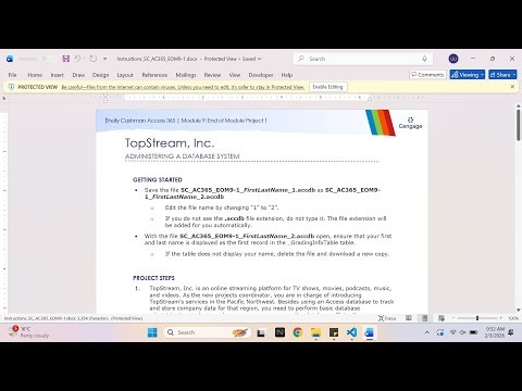 Shelly Cashman Access 365 | Module 9: End of Module Project 1 TopStream, Inc.