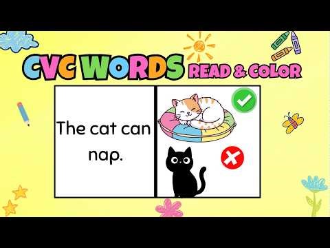 Read & Color CVC Sentences | Phonics for Kids | Kindergarten Reading Practice