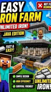 Minecraft Java Iron Farm Tutorial (2026) ⚒️ Easy Unlimited Iron! #minecraft #viral #shorts #fyp
