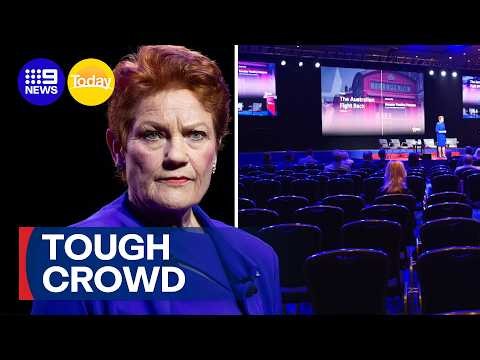 Hanson speaks to small crowd at conservative London event | 9 News Australia