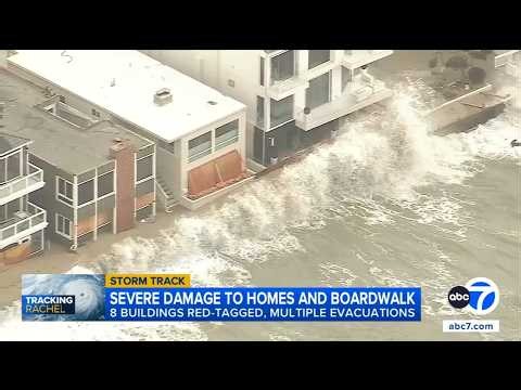 Long Beach homes red-tagged as high surf from Tropical Storm Rachel damages shoreline