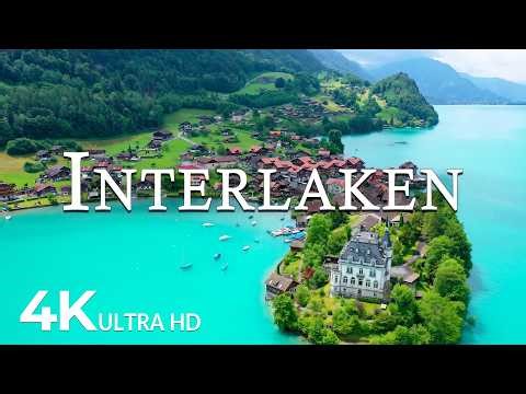 FLYING OVER INTERLAKEN (4K UHD) – Soothing Music Along With Beautiful Nature Video - 4K Video UHD