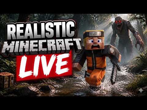 LIVE: Realistic Minecraft Survival! Ultra-Realistic Mods, Noob to Pro Challenge #MinecraftLive