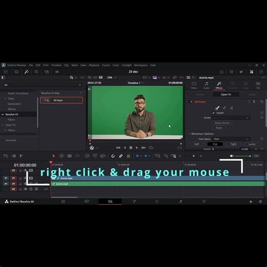 How to Remove Green Screen in DaVinci Resolve | Chroma Key Step-by-Step (Beginner Guide) #shorts