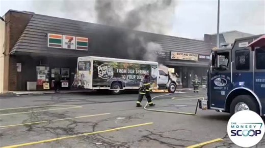 SPRING VALLEY: A water delivery truck burst into flames at the Kennedy Mall, located at the intersection of Route 59 and Kennedy Drive. The Spring Valley Fire Department, along with mutual aid fire departments from Monsey, Hillcrest, and South Spring Valley, responded swiftly to the scene. Spring Valley Police secured the area and assisted in containing the fire to prevent it from spreading to the adjacent mall strip. No injuries were reported. | Monsey Scoop