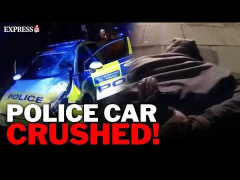 SHOCKING body cam footage shows moment STOLEN Land Dover hit and run DEMOLISHES police car