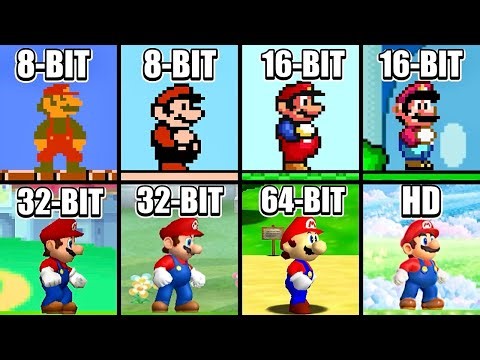 Evolution of Mario Games Graphics 8-BIT vs 16-BIT vs 32-BIT vs 64-BIT vs HD [Nintendo 2D Games]