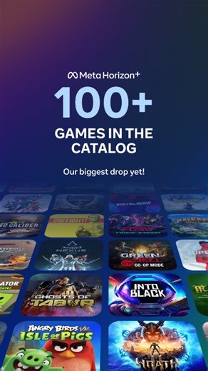The biggest Meta Horizon catalog yet—discover 100 games 🤯 Check out these featured top titles: Assassin’s Creed® Nexus VR Ghosts of Tabor Job Simulator Get instant access for just $7.99 a month. Join now and get your first month free. Terms apply. #MetaHorizonPlus | Meta Quest