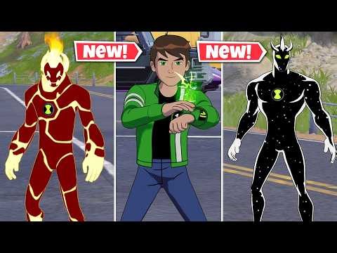 NEW BEN TEN Skin Gameplay In Fortnite! (HEATBLAST & ALIEN X Transformations)