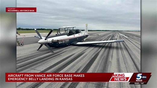 Aircraft from Vance Air Force Base makes emergency belly landing in Kansas