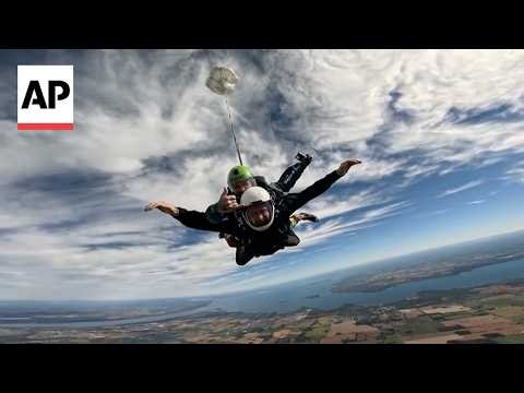 Prince Harry fulfills skydiving promise to a Canadian veteran