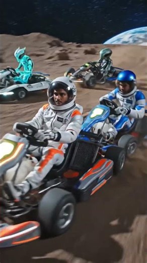 Put me and my friend in astronaut suits in the middle of a go-kart race on the moon with aliens. One