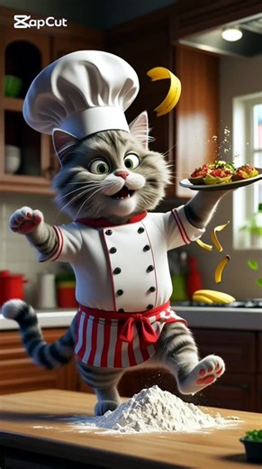 Chef Cat Chaos 😻💥 Flour Explosion in 3D Kitchen Slapstick 😂🔥