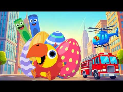 Toddler Learning Video | Larry Meets the Color Crew | Surprise Eggs, Colors & ABC's | BabyFirst TV
